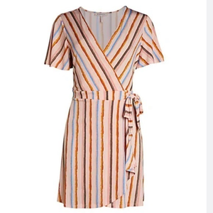 BCBGeneration Multi‎ Striped Wrap Dress S